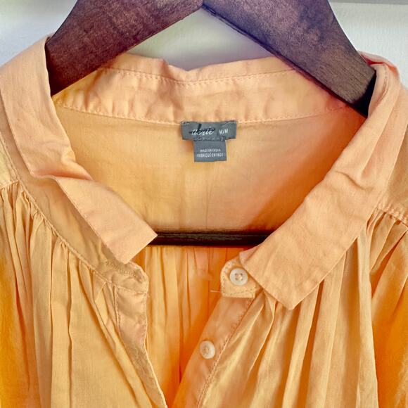Aerie Peach Cottagecore Lagenlook‎ Oversized Cotton Short Sleeve Shirt Medium - Picture 3 of 5